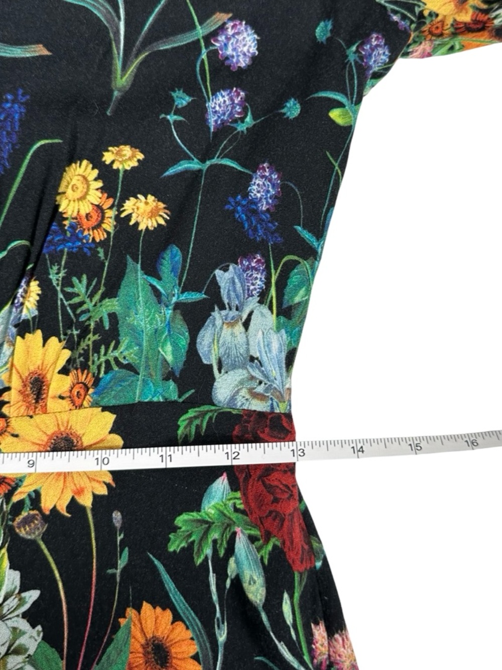 Alice + Olivia Cary Black 70s Dark Floral Print Long Sleeve Mini Dress Size 2 - Picture 9 of 10